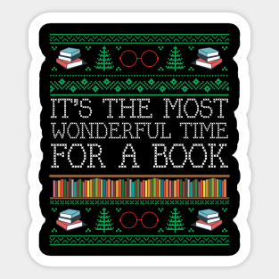 Books Reading Librarian Teacher Book Lovers Ugly Christmas Sticker